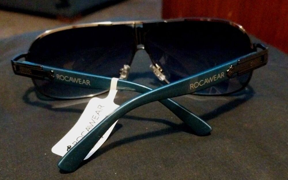 Rocawear Metal Shield UV400 Sunglasses. Gunmetal Frame & Blue Lens - Picture 6 of 7